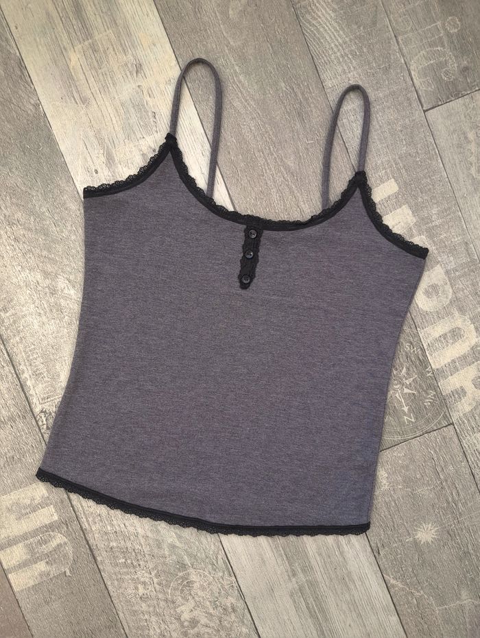 Débardeur / caraco fines bretelles anthracite - Kiabi