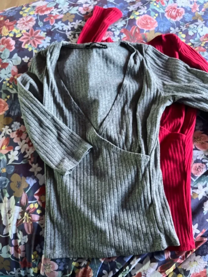 Lot de 2 cache-cœur manches 3/4 Bershka S - photo numéro 4