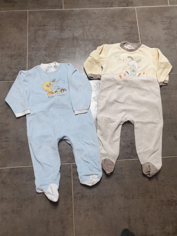 Lot de 2 pyjamas grenouillères taille 2 ans Titi et gros minet