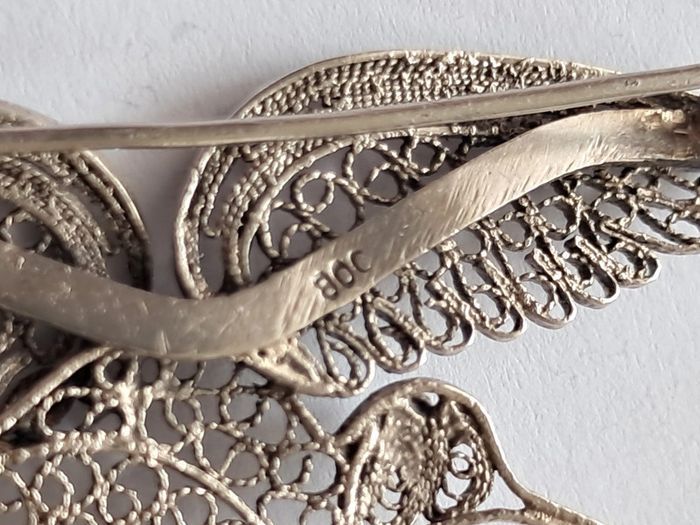Broche vintage filigrane mouette en argent - photo numéro 3