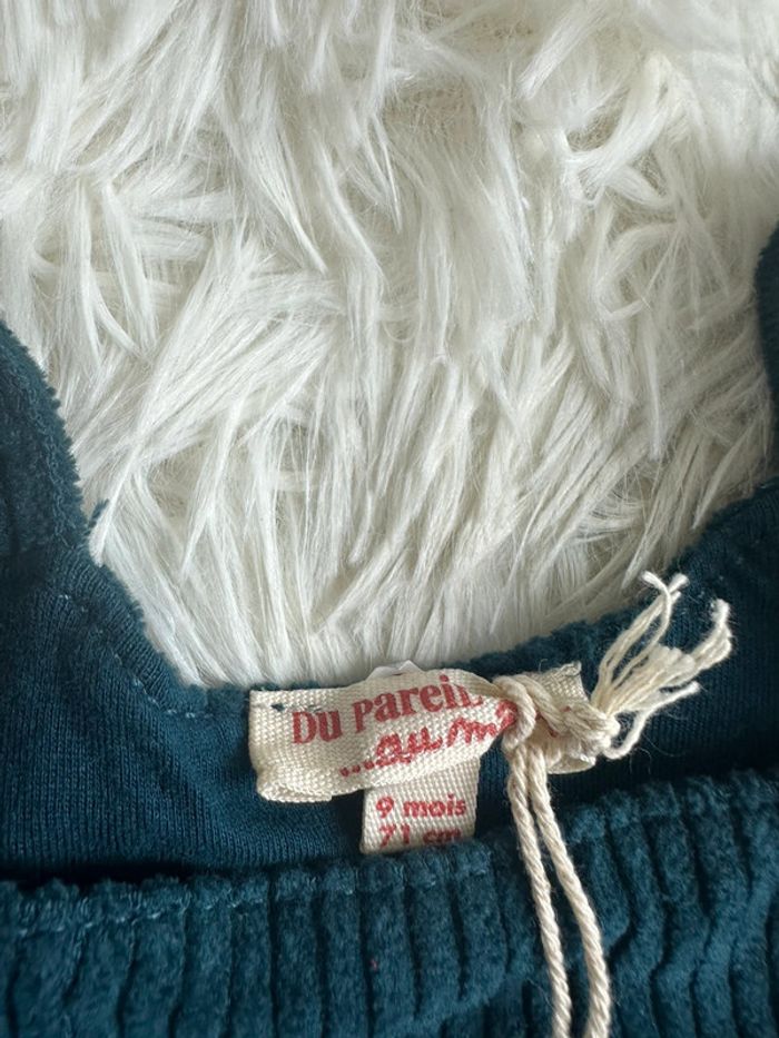 Salopette velours coloris bleu canard du pareil au même tallle 9 mois - photo numéro 4