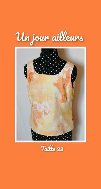 Top / débardeur feu peinture jaune orange taille 38 Un jour ailleurs