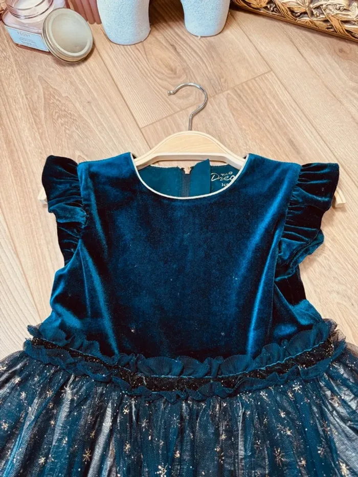 Taille 3-4 ans Robe longue créateur fille TAO bleu adore * velours tulle * 💙 - photo numéro 6
