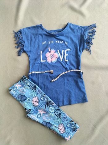 💙 Ensemble t-shirt et legging fleuri bleu | Taille 5 ans | Excellent état | In extenso 💙