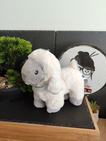 Doudou Mouton Blanc Bandana Vert tex baby gris turquoise bleu Peluche DD002901