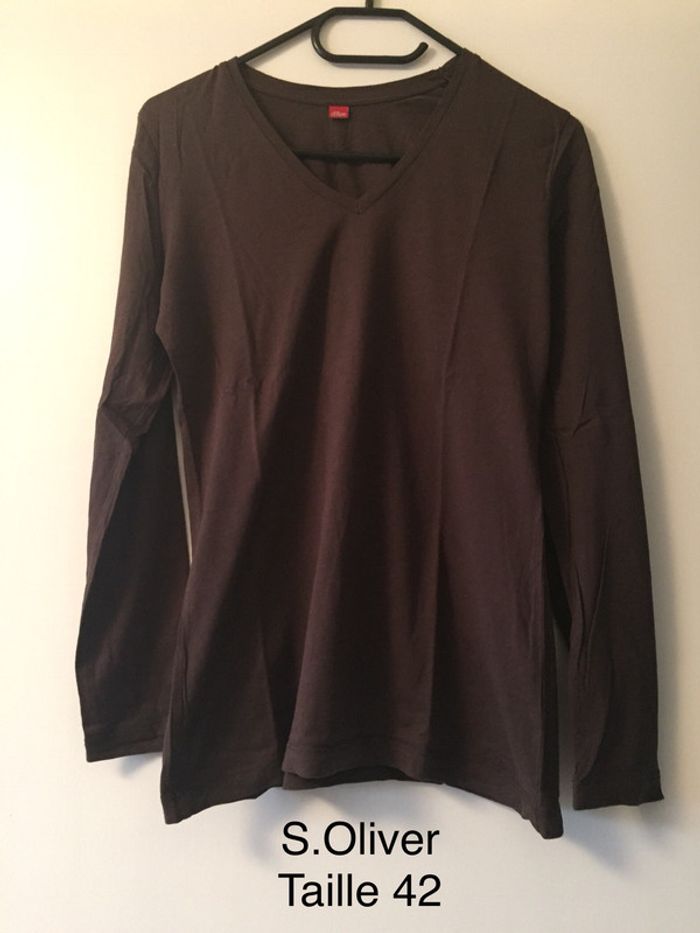 Pull fin / T-shirt manches longues marron S.Oliver Taille 42
