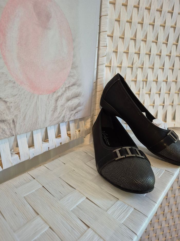 💕Jolie Ballerines noires P38 Comfortissimo - bi-matière chic femme 💕 - photo numéro 3