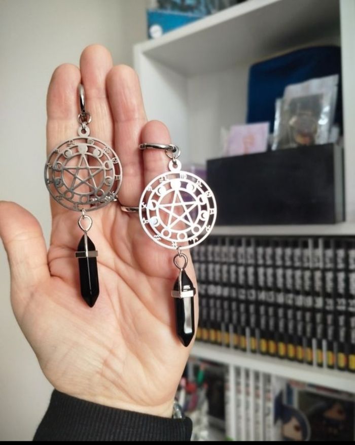 Boucles d'oreilles obsidienne