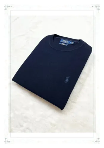 Ralph Lauren pull homme laine mérinos bleu marine col rond taille M