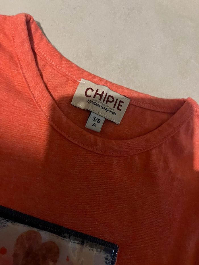 5/6 ans - tee-shirt manches longues chipie oranger - photo numéro 3