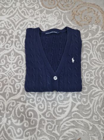 Cardigan Ralph Lauren Sport en maille torsadée bleu marine