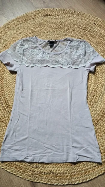 Tee shirt rose pale dentelle h&m taille s