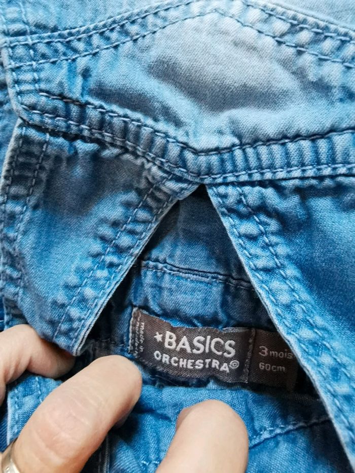 Salopette short en jean bébé 3 mois - photo numéro 2