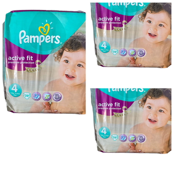 Lot de 117 Couches Pampers  Active fit Premium protection  7-18 kg kg  Taille  4 Neuf