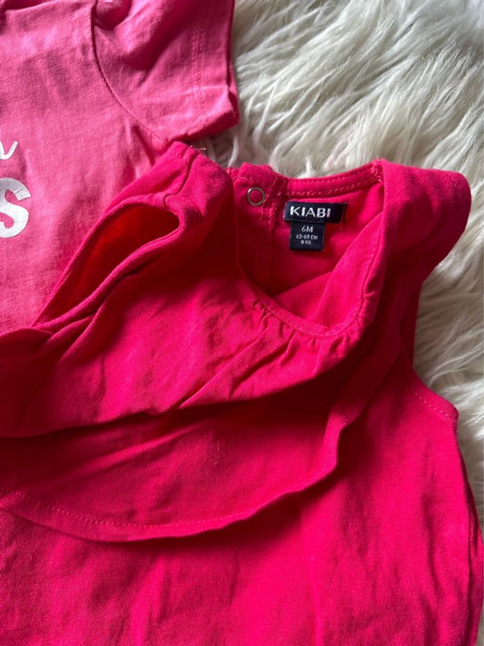 Fille 👧🏻 Lot 2 tshirt/debardeur rose -taille 6 mois - photo numéro 3