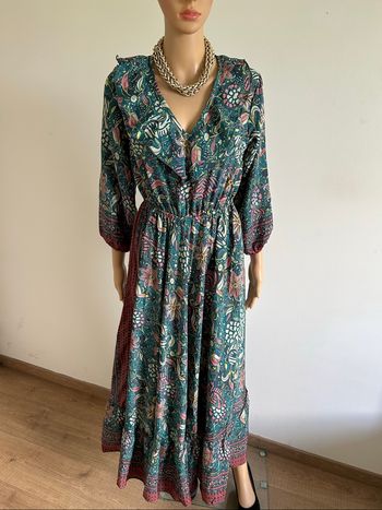 Robe longue imprimée neuve en soie Corte Hindu taille unique
