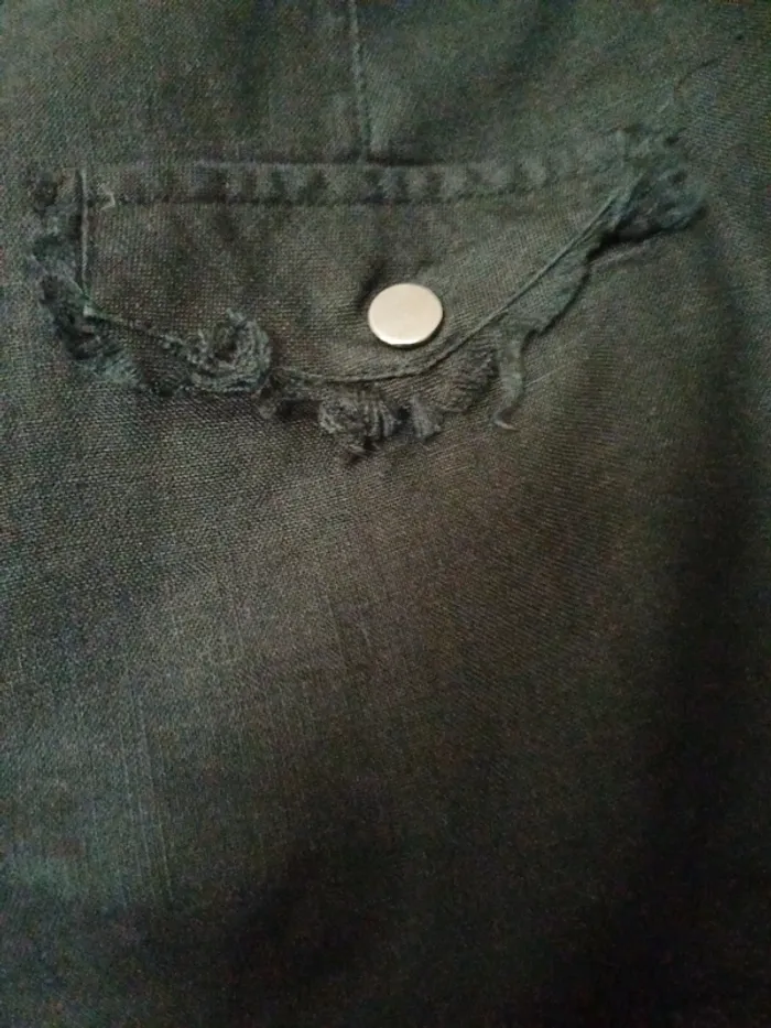 Pantalon 3/4 cargo noir en.lin neuf - photo numéro 5