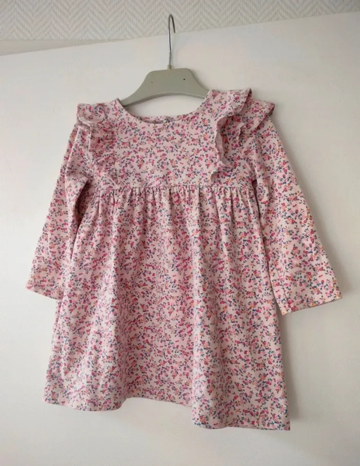 (a) robe rose fleurie CottonBaby 18/24m