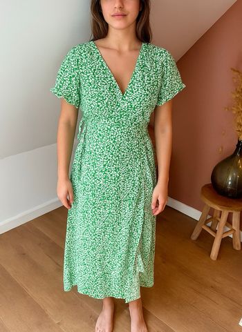 💜 Robe longue verte cache cœur fleuri Shein taille S 💜