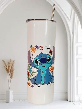 Gobelet  / tumbler en acier  avec couvercle  et paille  et brosse 