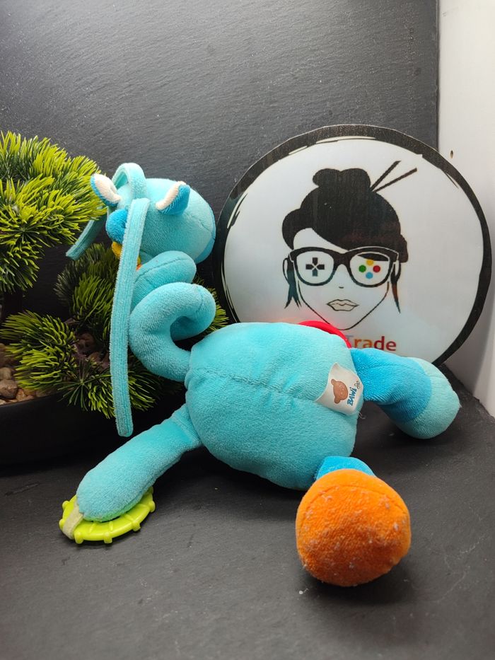 Doudou cheval poney ane bleu hochet bawi anneau dentition cou grelot Peluche - photo numéro 2