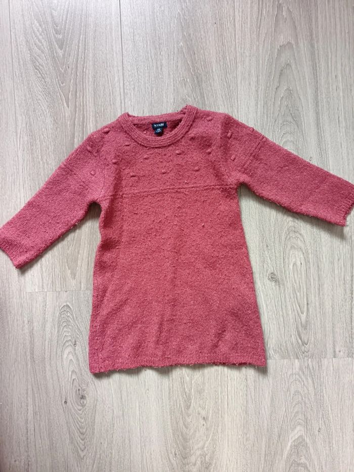 Robe chaude manches longues rose foncé Kiabi 12 mois fille
