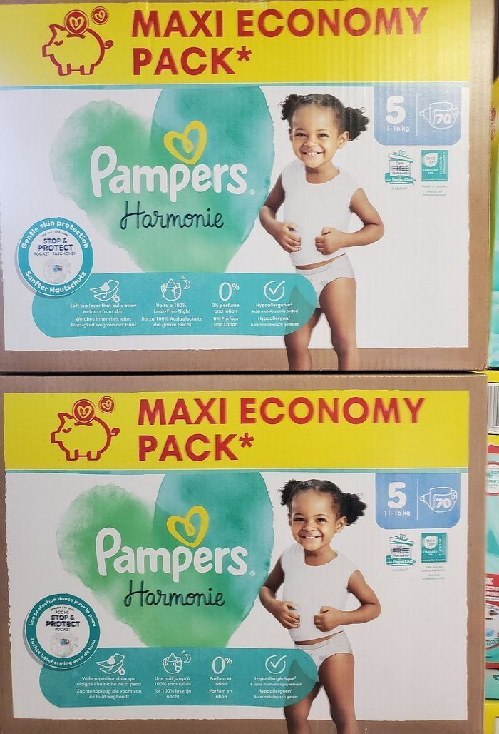 Couches Pampers Harmonie taille 5, 140 Couches.
