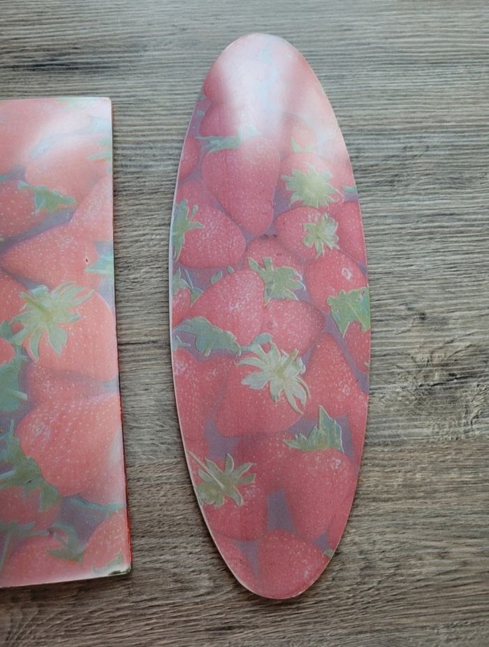 Lot de 2 plateaux motif fraises - photo numéro 5