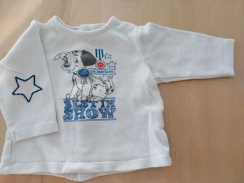Pull à boutons bébé 3 mois blanc Disney les 101 dalmatiens