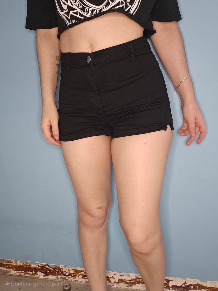 Short en jean noir moulant Taille S - photo numéro 2
