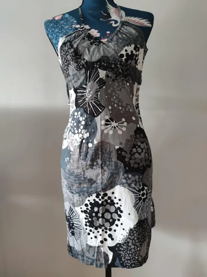 Robe d'été dos nu grise YK2 coton