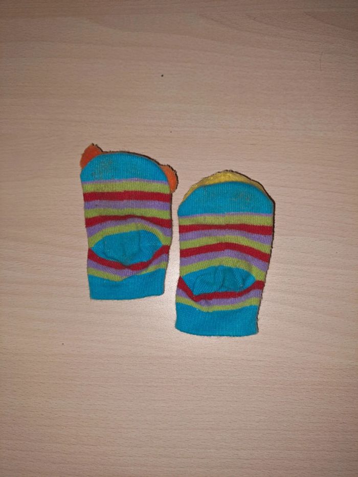 Paire chaussettes hochets animaux poussin lion - photo numéro 2