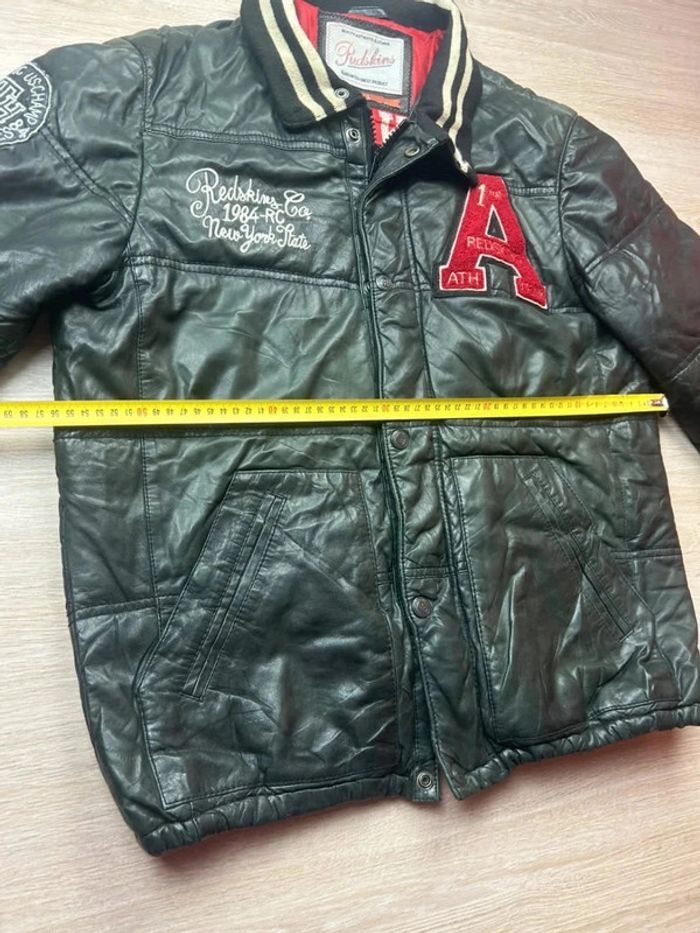 Doudoune Redskins en cuir d’agneau taille L – Style universitaire brodé - photo numéro 6