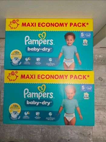 🍼 Pampers Baby-Dry – Taille 5 (11–16 kg) – Lot 2x94 couches – Neuf