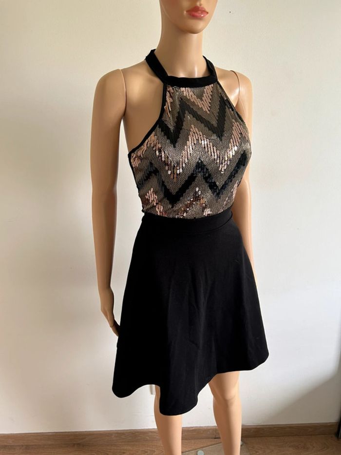 Robe noire avec sequins Miss One taille L jamais portée - photo numéro 2