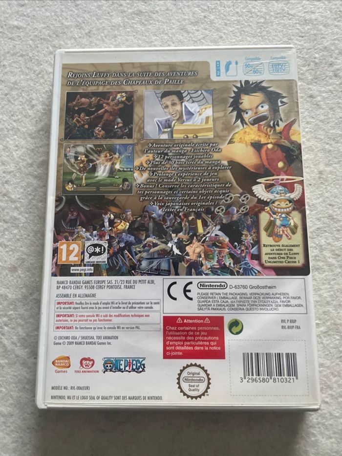 (Boite Vide + Notice) One Piece Unlimited Cruise 2 L'Eveil d'un Héros Nintendo Wii FR - photo numéro 3