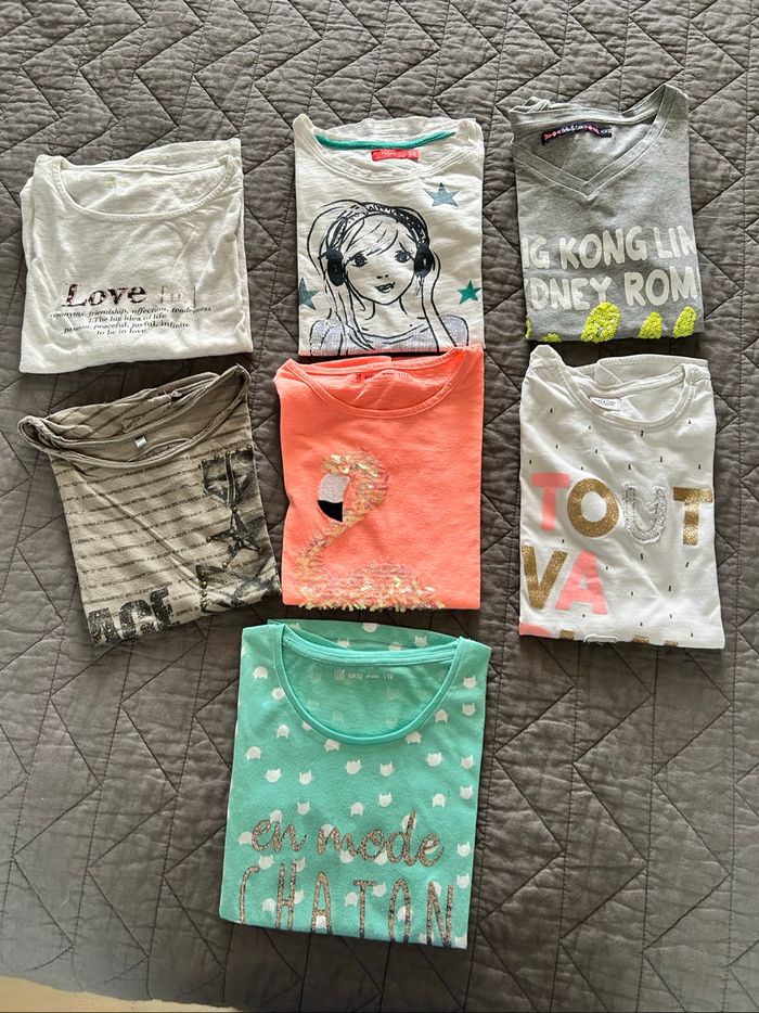 Lot de 7 t-shirts manches courtes ado fille