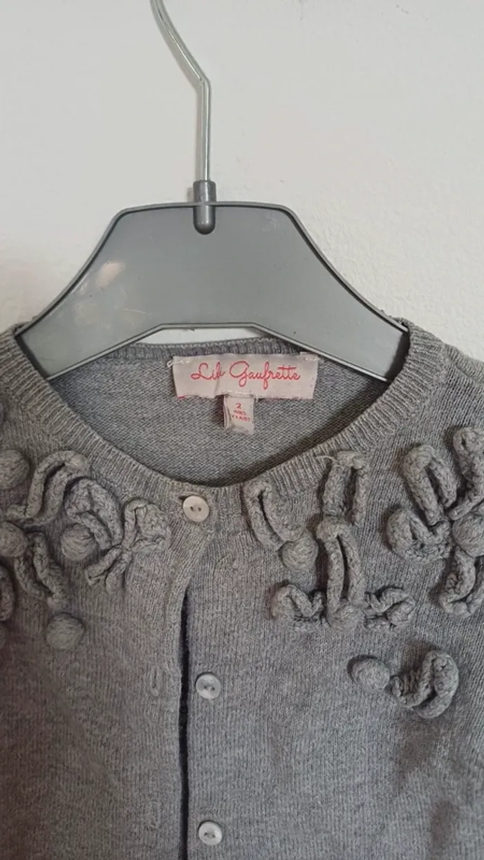 Gilet gris lili gaufrette - photo numéro 3