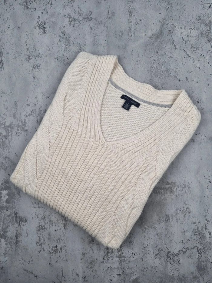 Pull torsadé Tommy Hilfiger écru – Taille M Femme (mesures en photos)