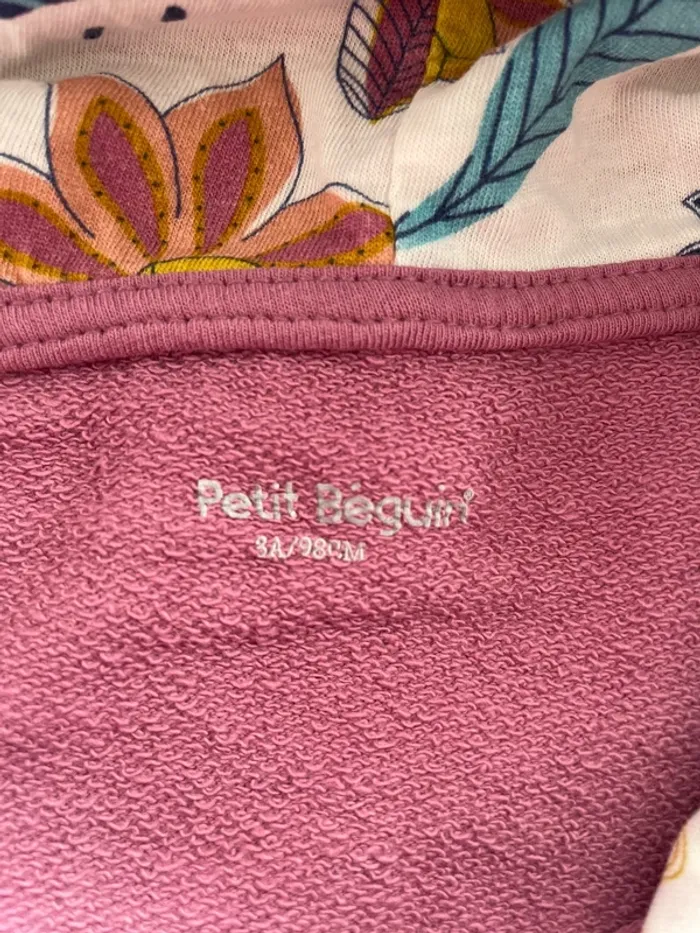 Pull à capuche violet blanc 3 ans - photo numéro 4