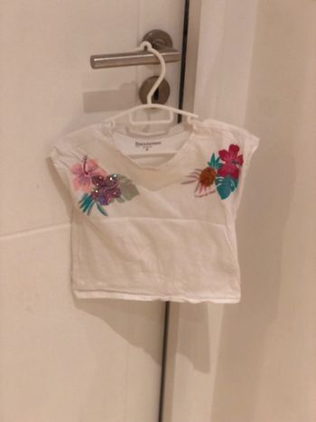 T shirt blanc fleurs