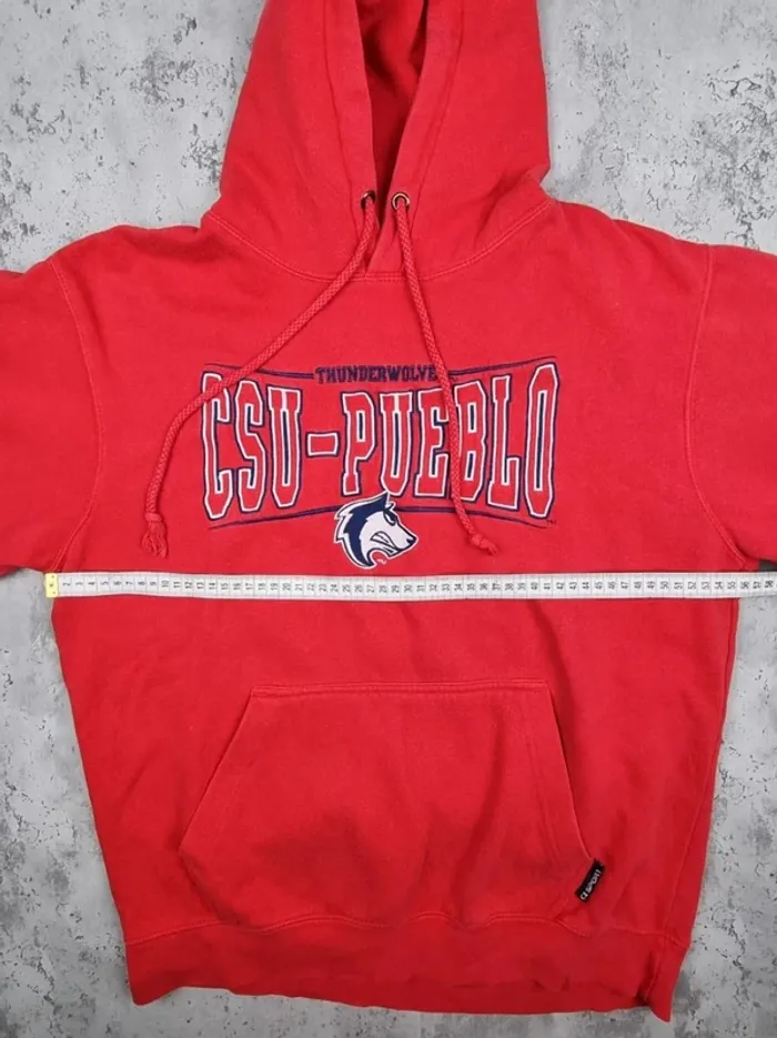 Pull à capuche universitaire CSU-Pueblo rouge – Taille L Homme (mesures en photos) - photo numéro 7