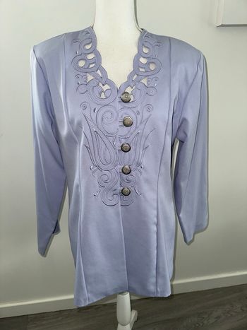 Blazer broderies lila lavande mauve Vintage T44 XXL