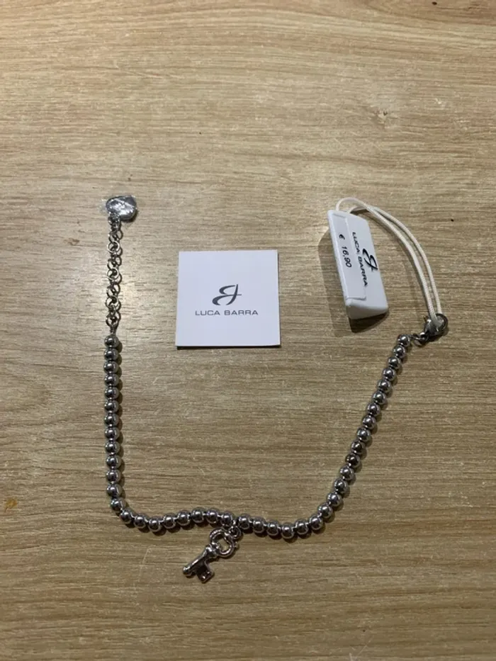 Bracelet argenté motif clef - Luca Barra