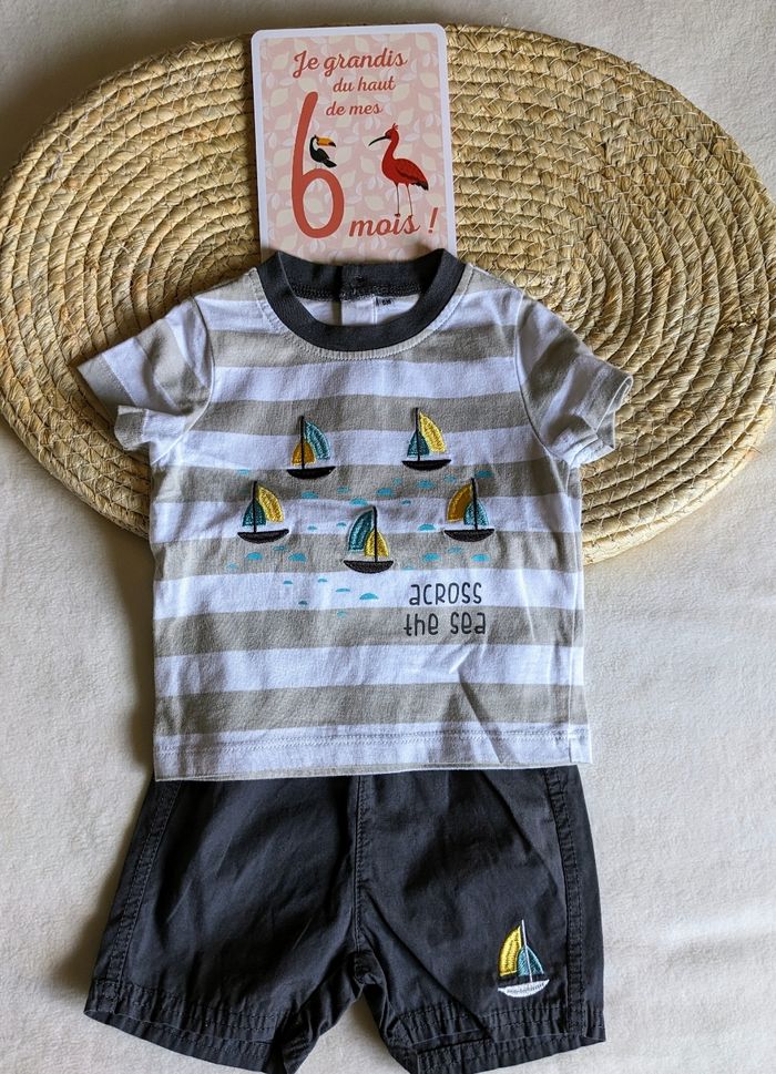 Ensemble short et tee shirt - 6 mois - photo numéro 5