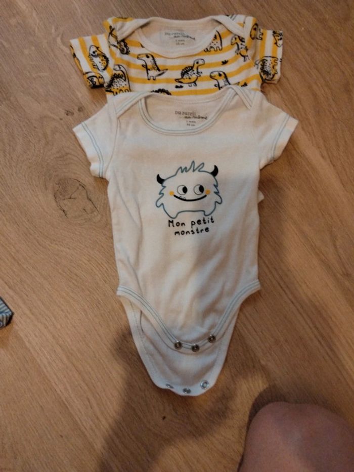 Lot 2 bodys manches courtes taille 1 mois