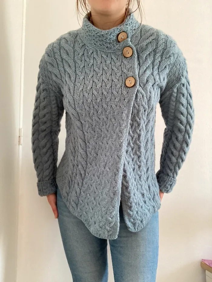 Gilet bleu en laine mérino - photo numéro 3