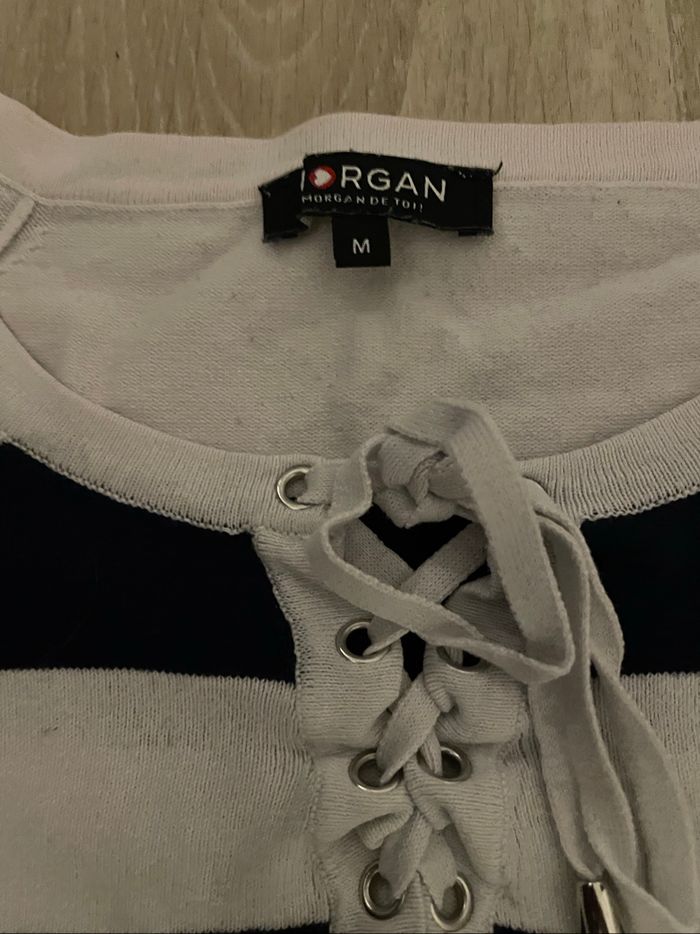 Pull rayon marin Morgan taille M en excellent état - photo numéro 3
