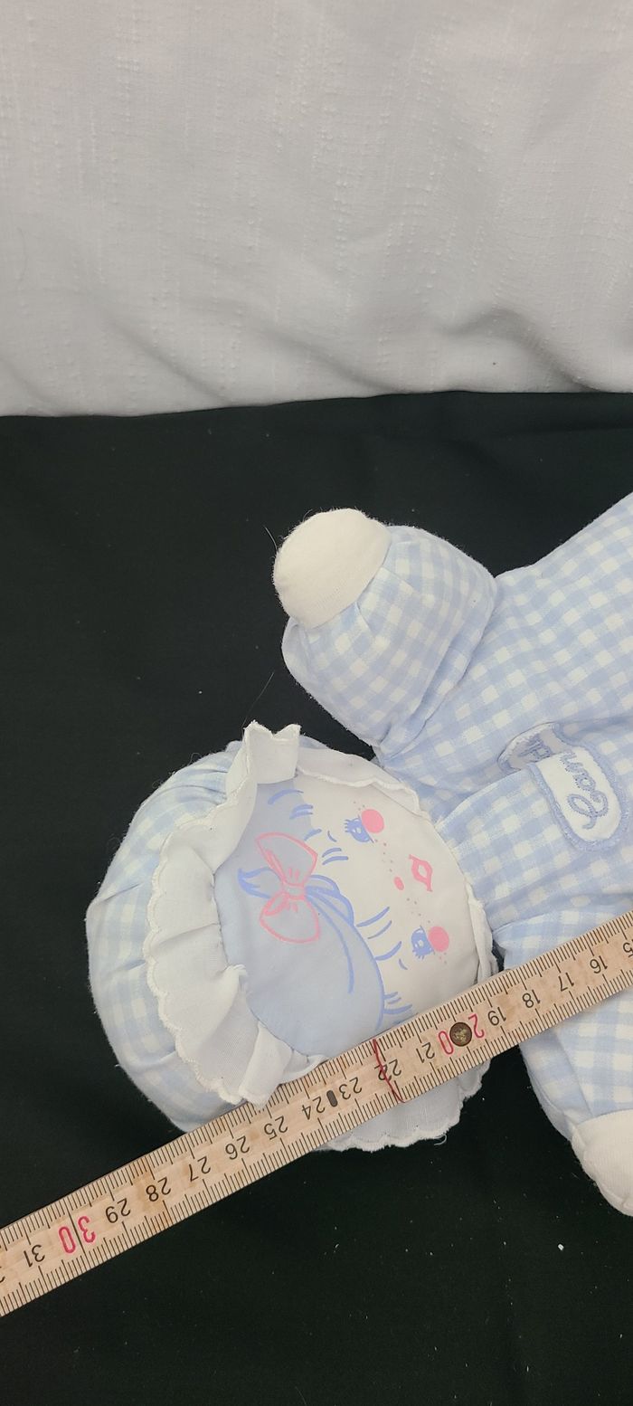 doudou poupée vintage candide vichy bleu - photo numéro 3