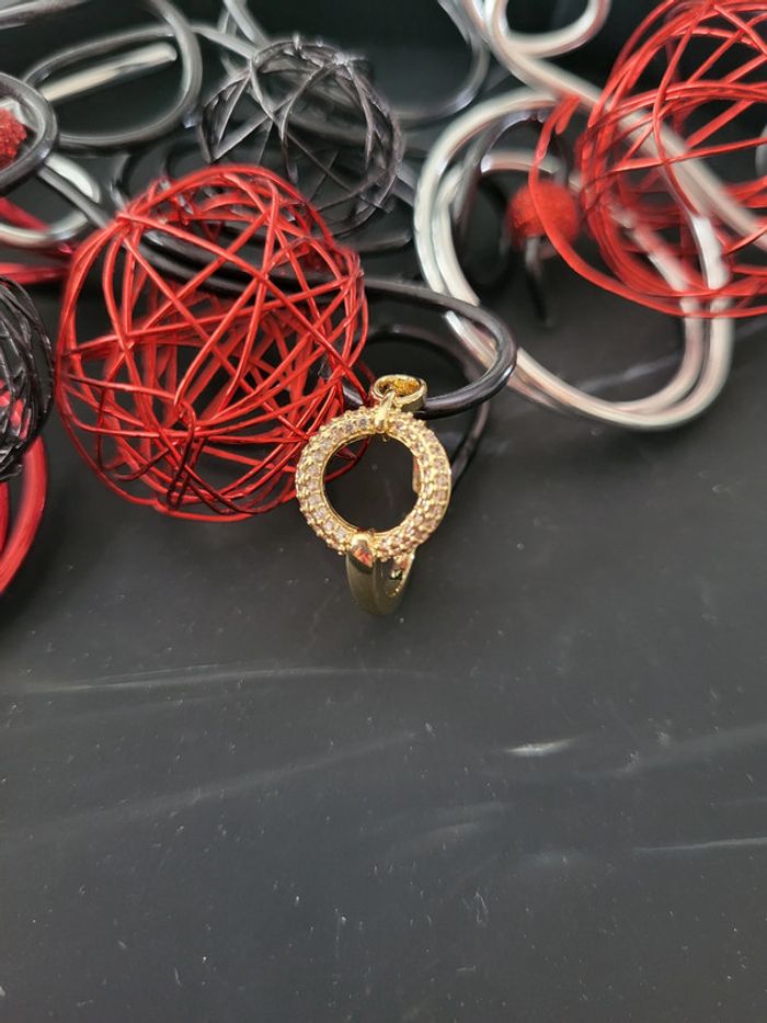 Bague ouverte acier inoxydable et zircon Rond Dorée - photo numéro 9